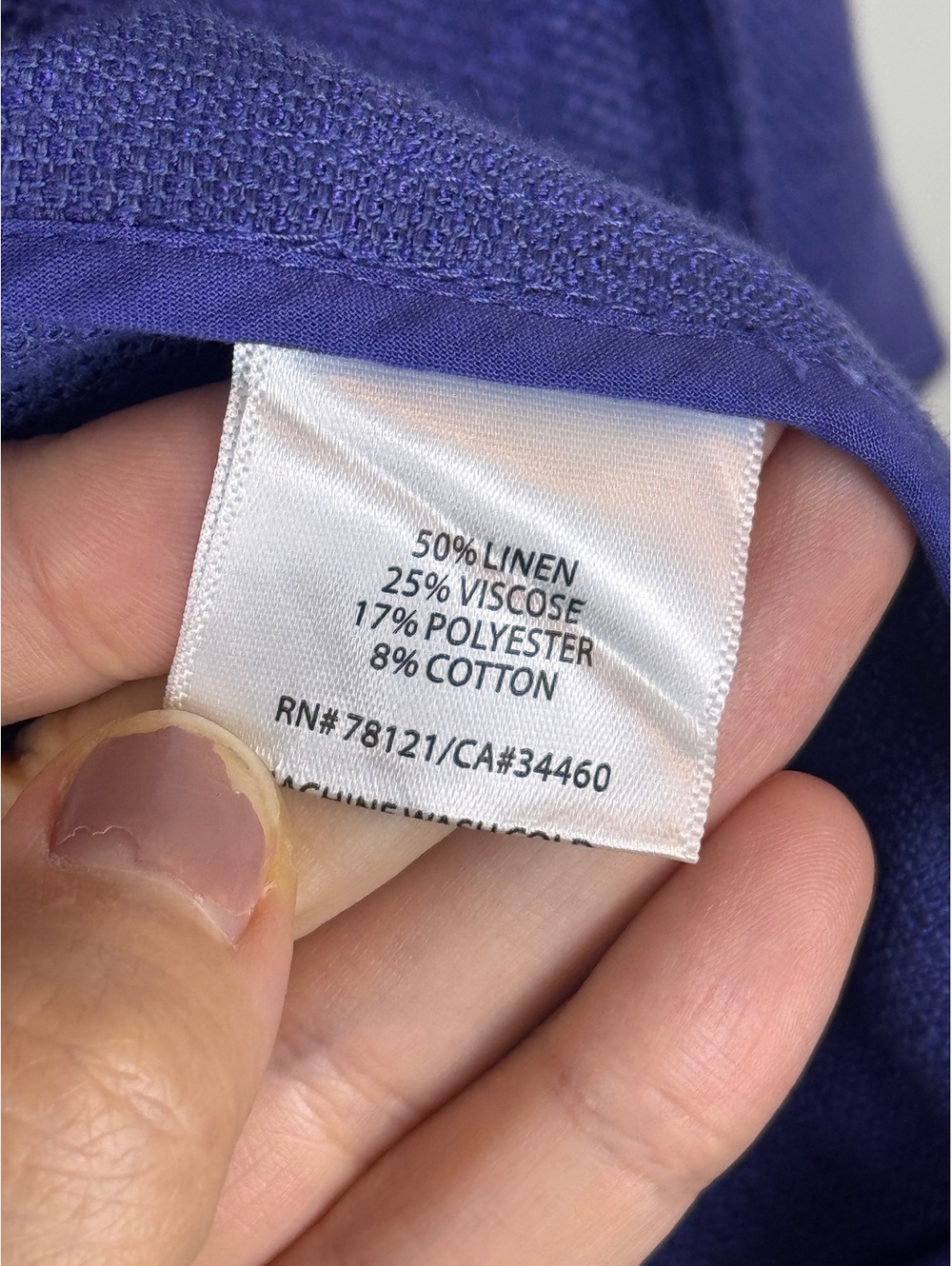 Eileen Fisher Linen Basket Sheen Jacket 3X Purple Open Front 3/4 Sleeve - Picture 11 of 12